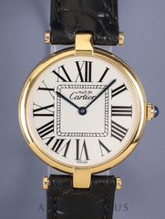 Cartier Must Vendome VLC LM W1005454 / 590003 Quartz Cal.90 SV925 Leather Genuine Deployant Buckle (GP) Opaline Dial (SWISS) Overhauled