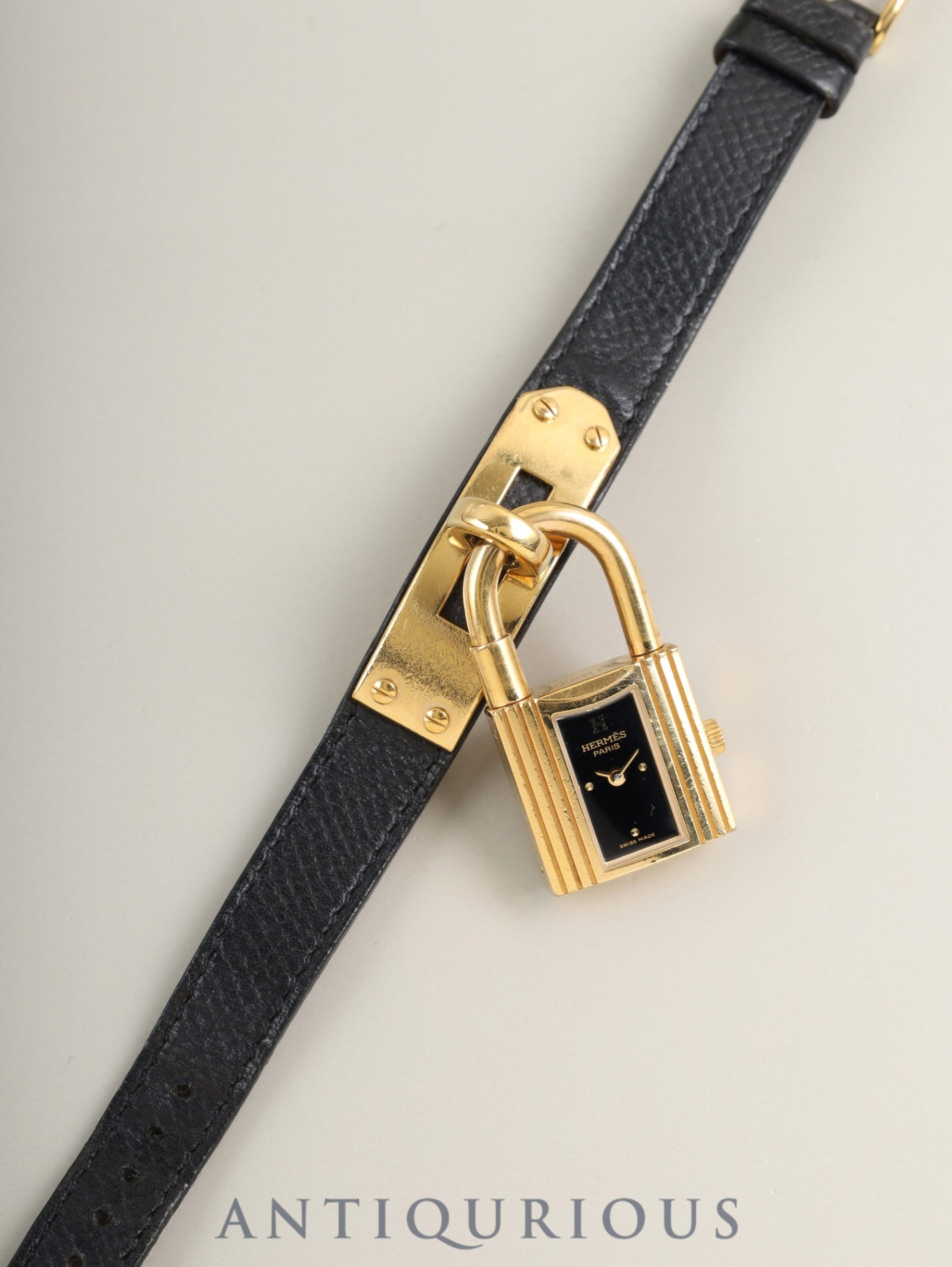 エルメス ケリーウォッチ KE1.201 クォーツ Cal.- GP 純正革ベルト（□B刻印：1998年 ）純正ピンバックル（GP）オニキス文字盤 箱 冊子 保証書（無記載）オーバーホール済み