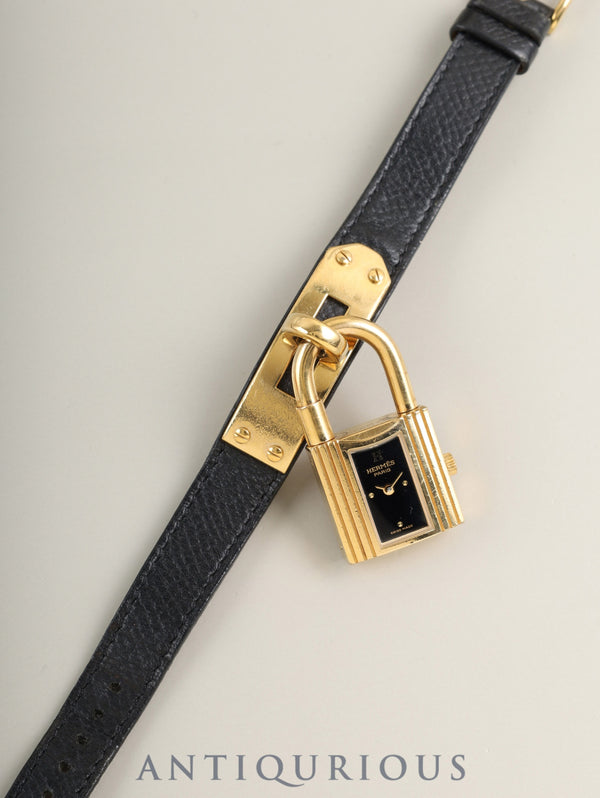 エルメス ケリーウォッチ KE1.201 クォーツ Cal.- GP 純正革ベルト（□B刻印：1998年 ）純正ピンバックル（GP）オニキス文字盤 箱 冊子 保証書（無記載）オーバーホール済み