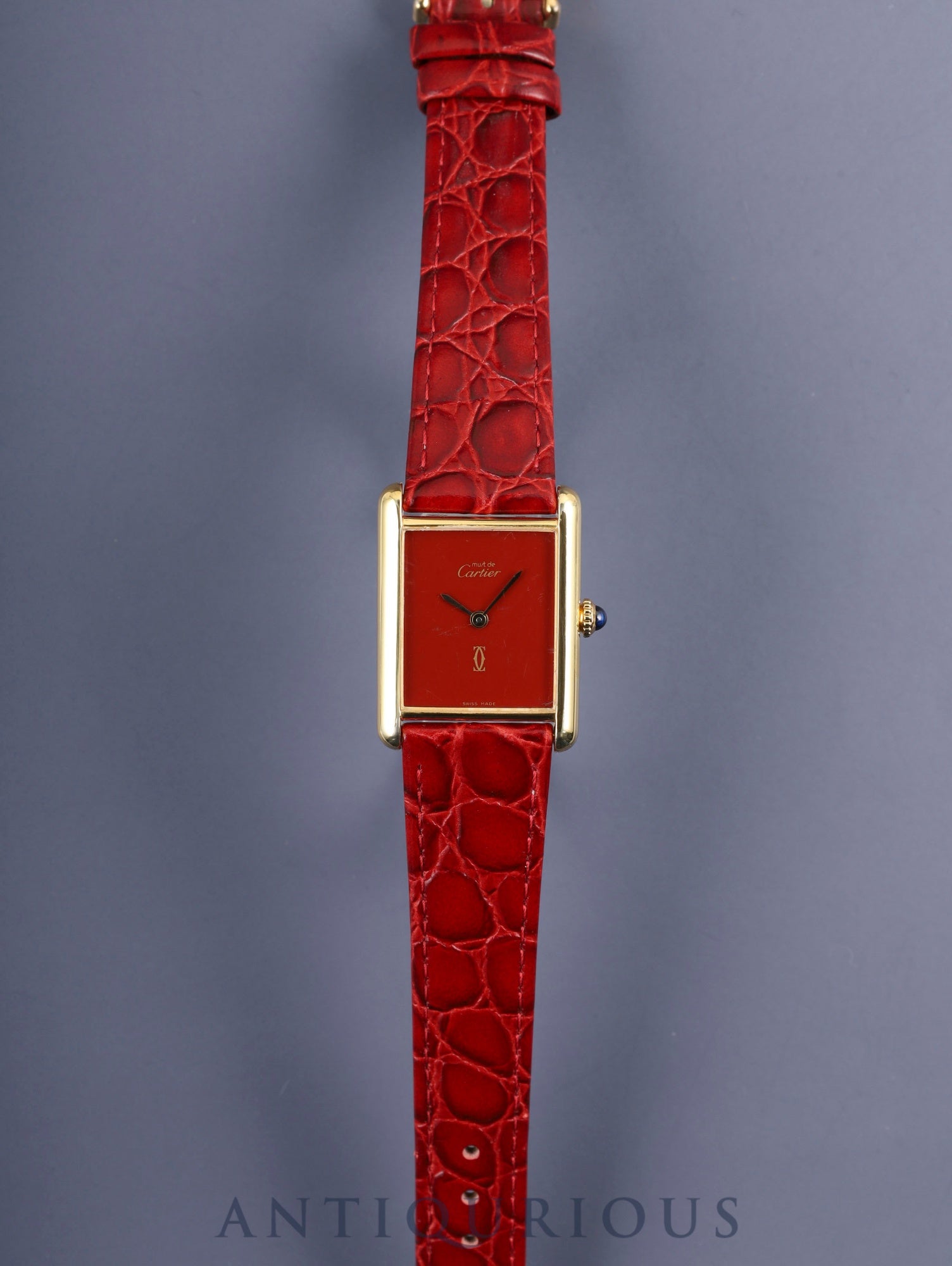 カルティエ マストタンク LM 手巻き SV925 革 純正尾錠（GP） コーラル文字盤 カルティエブティックにてコンプリートサービス（フルメンテナンス）済み 新品仕上げ済み