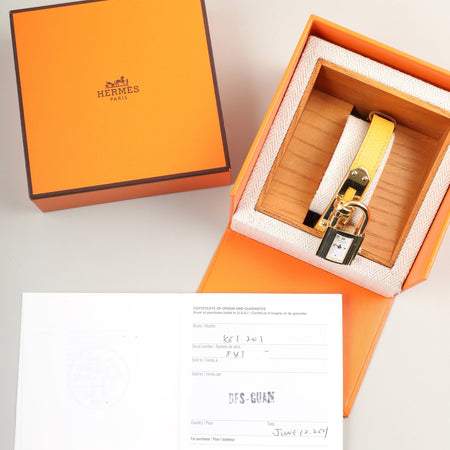 エルメス ケリーウォッチ KE1.210 クォーツ Cal.100.106 GP 純正革ベルト（□A刻印：1997年 ） 純正尾錠（GP） ホワイト文字盤 箱 ケース 冊子 保証書（2001年）オーバーホール済み