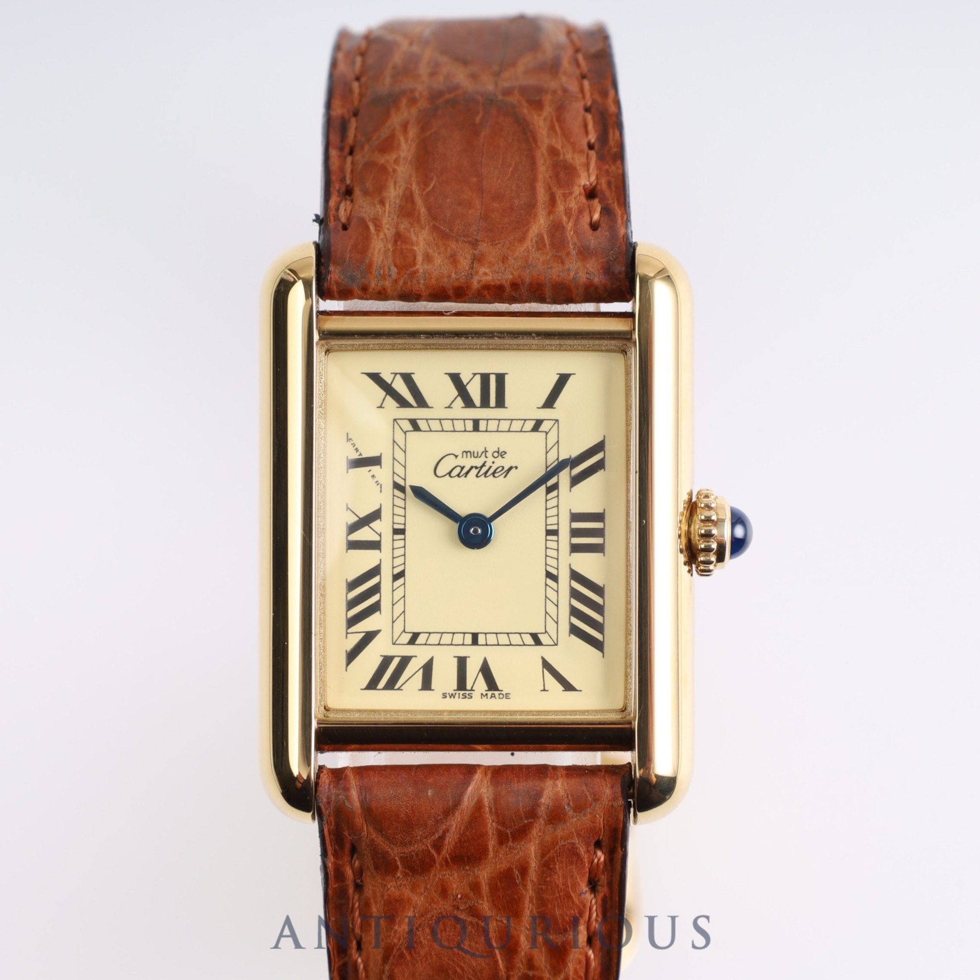 Cartier Must Tank MM QZ W1017354 / 2415 925 Leather Ivory Dial Box