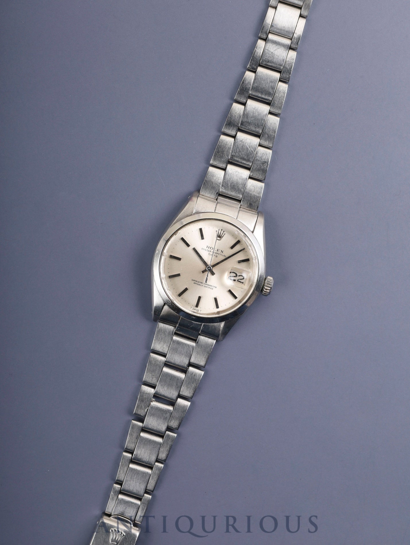 ロレックス オイスターパーペチュアルデイト 1500 自動巻き Cal.1570 SS SS シルバー文字盤 25番（1968年）クロノメーター証明書 冊子 オーバーホール済み