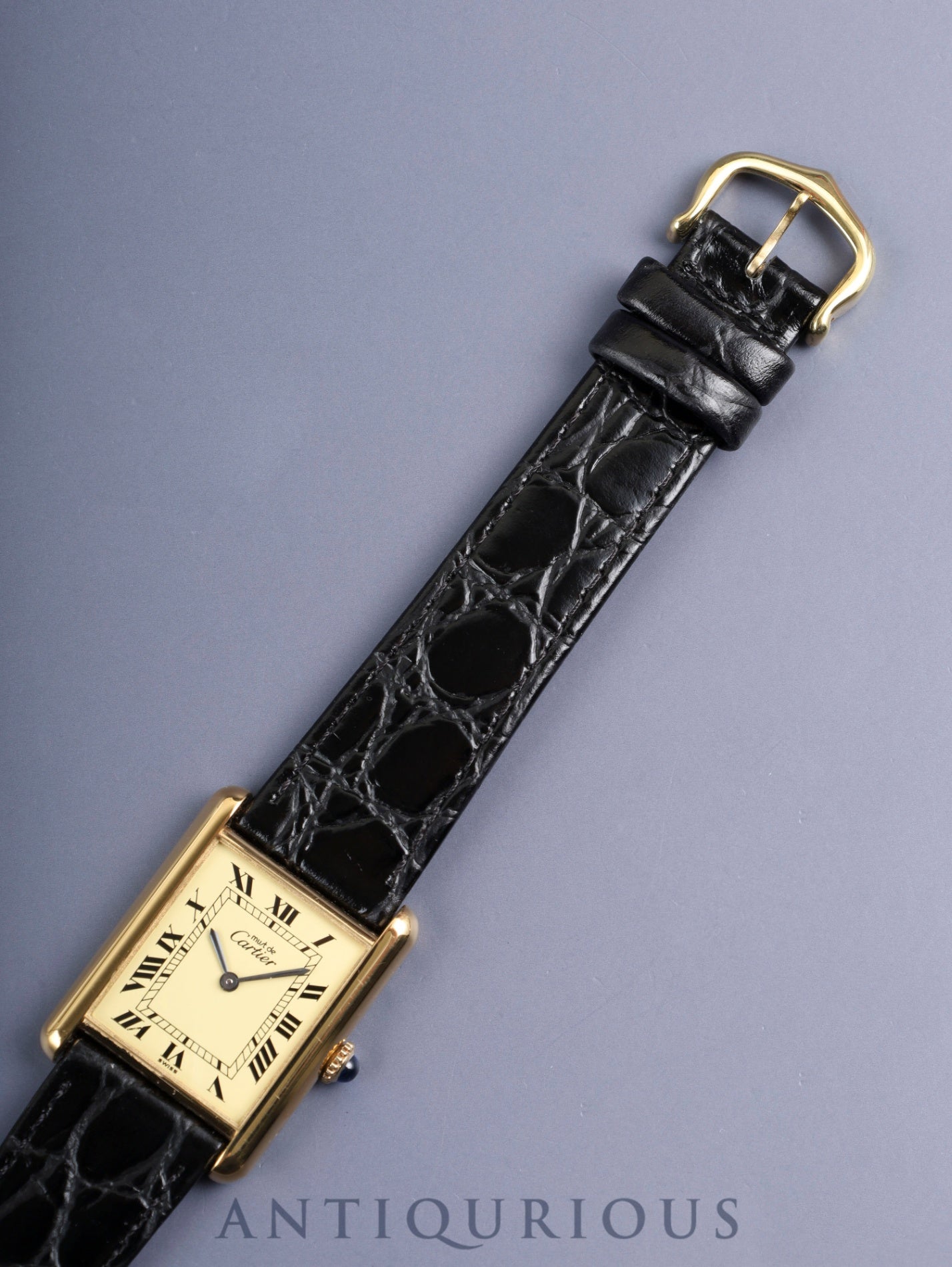 カルティエ マストタンク LM 手巻き Cal.78-1 SV925 革 純正ピンバックル（GP）アイボリーローマン文字盤（SWISS表記 ） 箱 冊子 カード オーバーホール済み