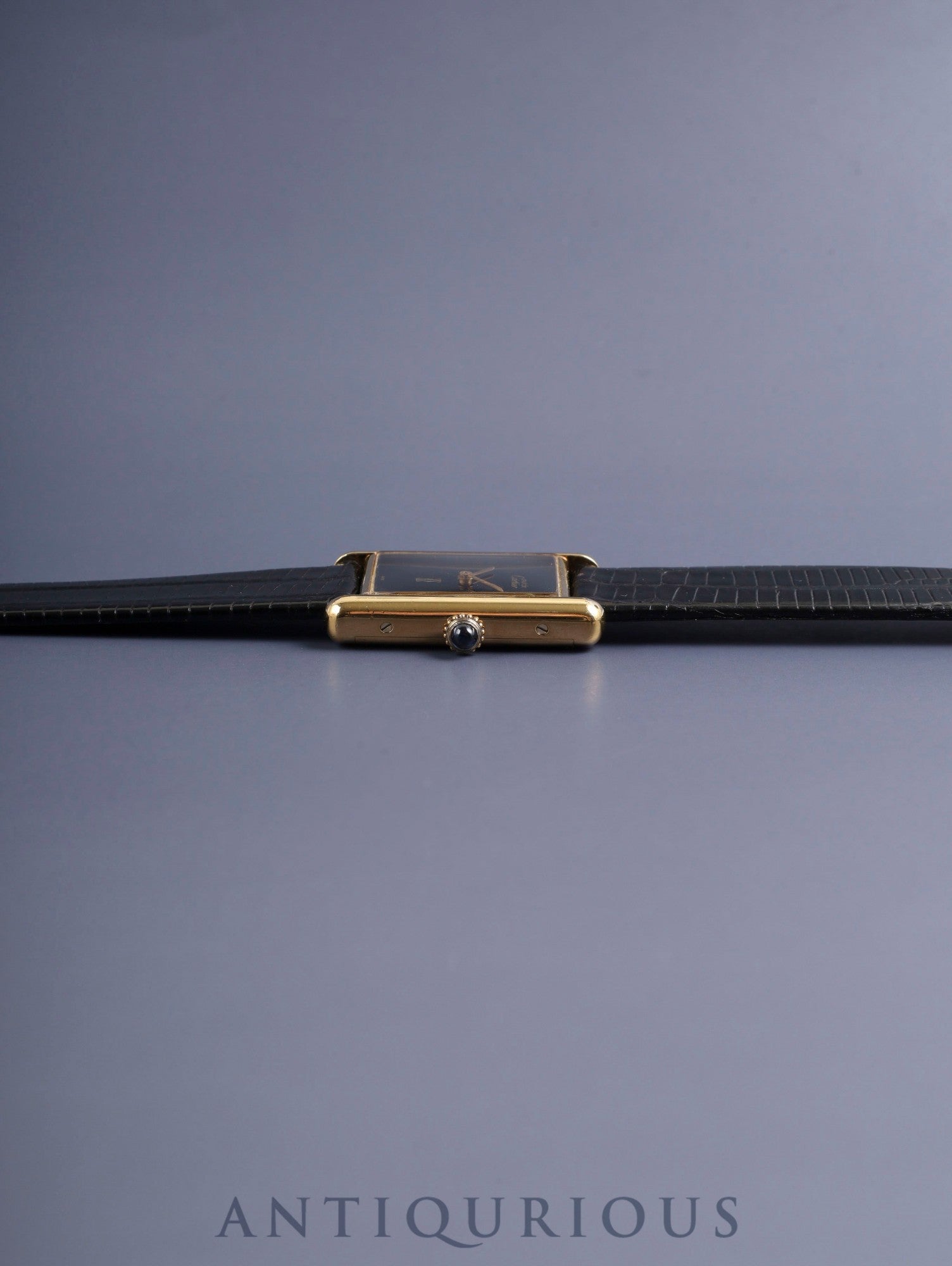 カルティエ マストタンク LM 手巻き Cal.78-1 SV925 革 純正ピンバックル（GP）オニキス文字盤（SWISS表記） オーバーホール済み