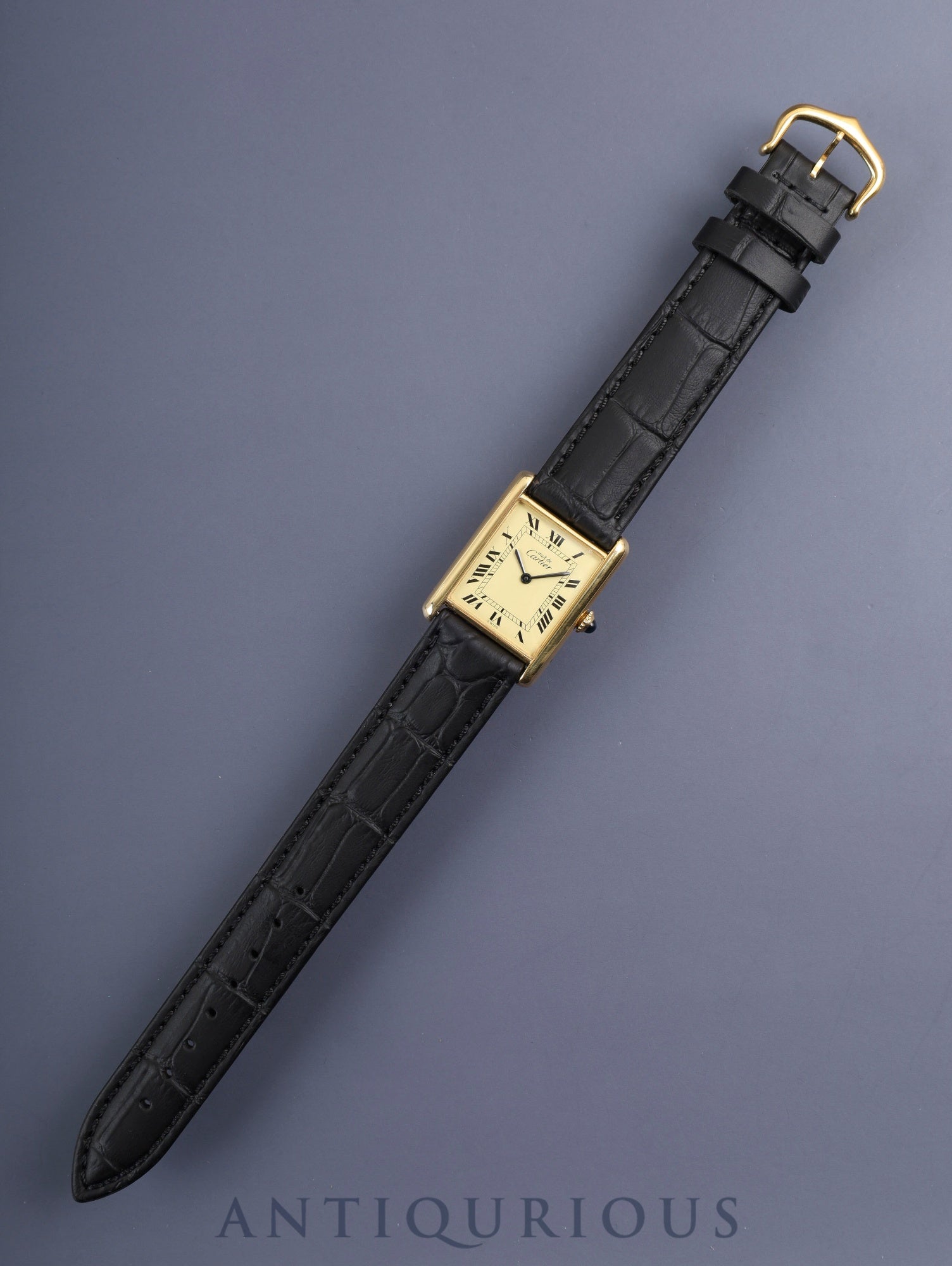 カルティエ マストタンク LM 手巻き Cal.78-1 SV925 革 純正ピンバックル（GP）アイボリーローマン文字盤（SWISS表記）オーバーホール済み 新品仕上げ済み