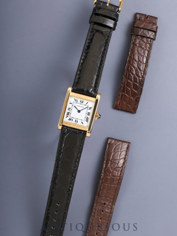 カルティエ タンクノーマル ノルマル LM 81710552 / 7809 手巻き Cal.78-2（2512） 750YG 革 純正ピンバックル（GP）ホワイト文字盤（PARIS表記） オーバーホール済み