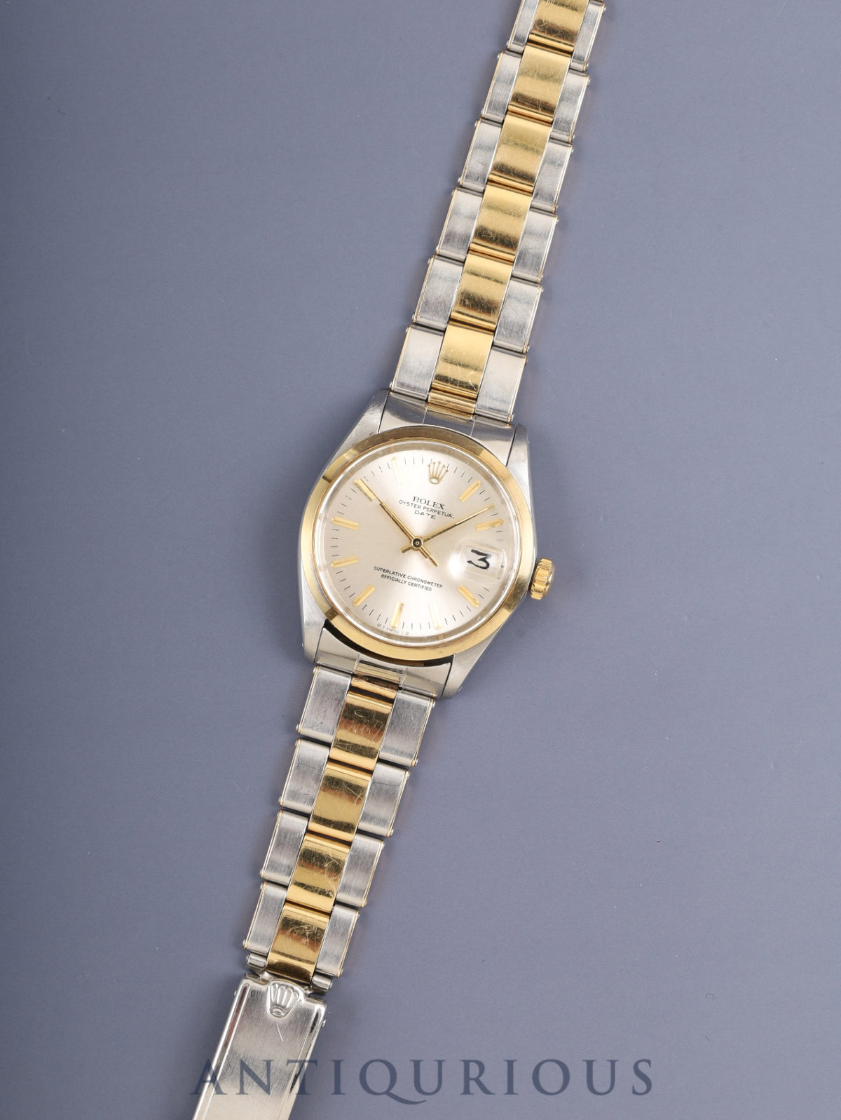 Rolex Oyster Perpetual Date 1500/3 Automatic Caliber 1570 Stainless Steel/Yellow Gold Silver Dial No. 22 (1967) Overhauled