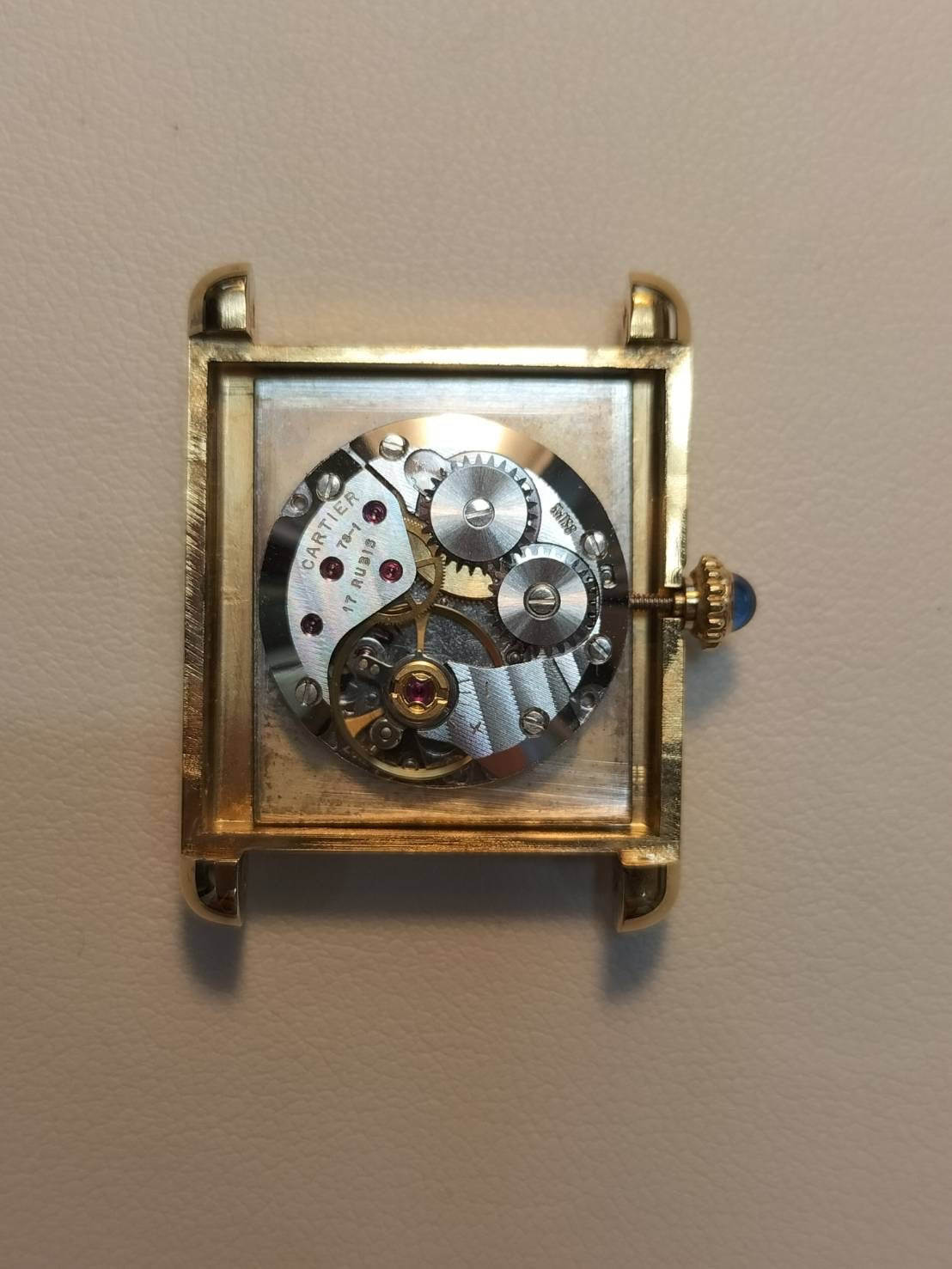 カルティエ マストタンク LM 手巻き Cal.78-1 SV925 革 純正ピンバックル（GP）ブラックローマン文字盤（SWISS表記） オーバーホール済み