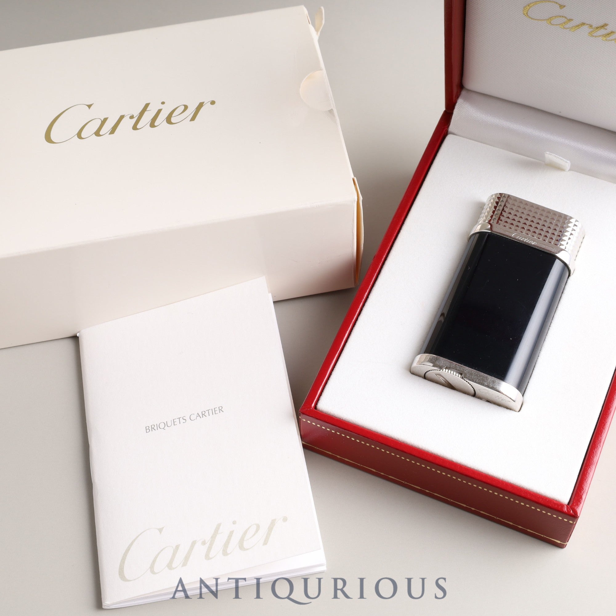 CARTIER Cartier lighter CA120137 BRIQUET PASHA DE CARTIER lacquer black x platinum finish box