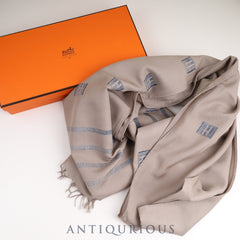 エルメス ストール Hロゴ グレージュ 青ラメ 箱