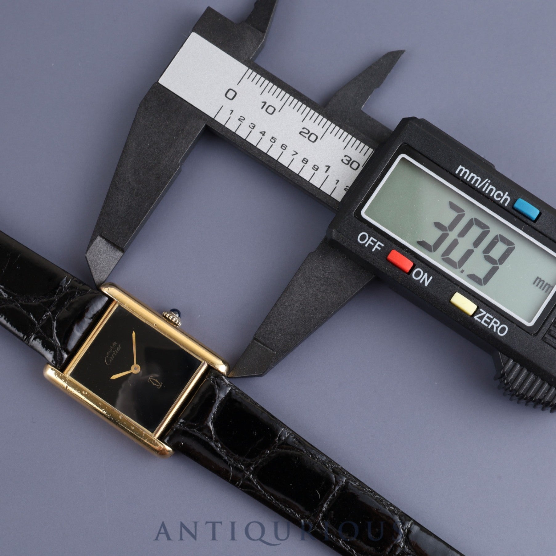 Cartier Must Tank LM Manual winding Cal.78-1 SV925 Leather Genuine buckle (GP) Onyx dial Overhauled