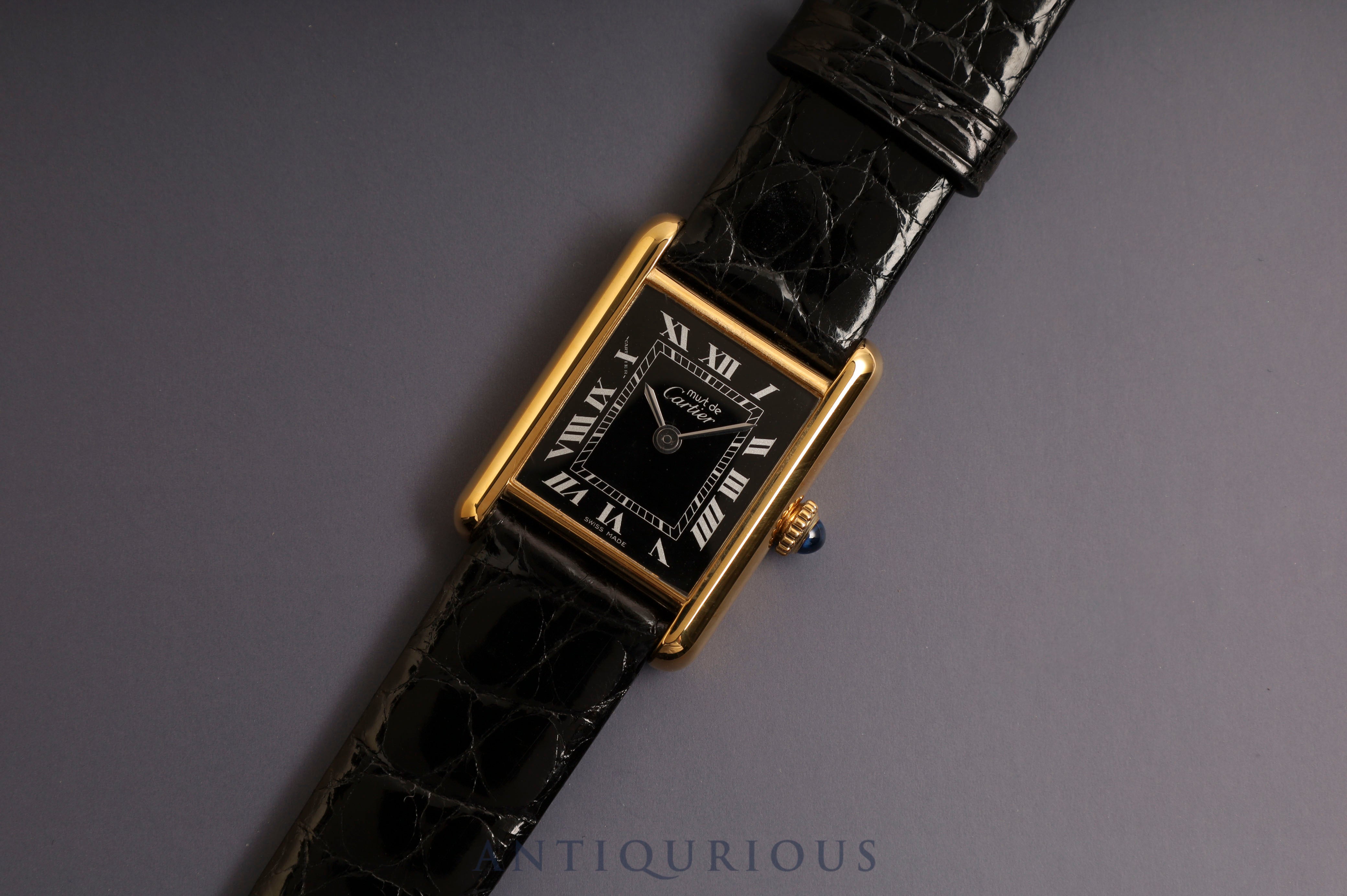 Cartier Must Tank SM Manual winding Black Roman dial Box included Complete service completed in May 2023