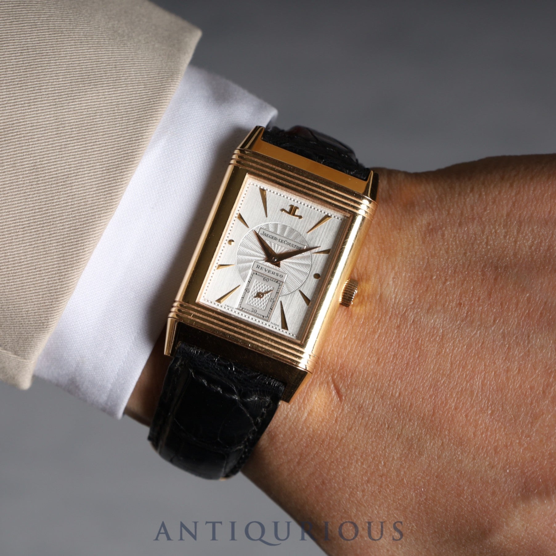 JAEGER・LECOULTRE BIG REVERSO ARTDECO 270.2.62 Manual winding Cal.822AD PG Genuine leather strap Genuine buckle (750) Silver / Skeleton dial Box