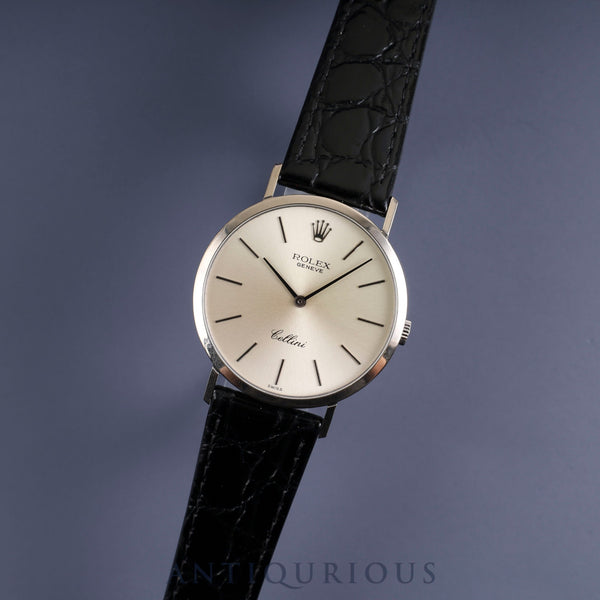 Rolex Cellini 4112 Manual winding Cal.1600 750 Leather Genuine buckle (SS) Silver dial No.4 (1974) Overhauled