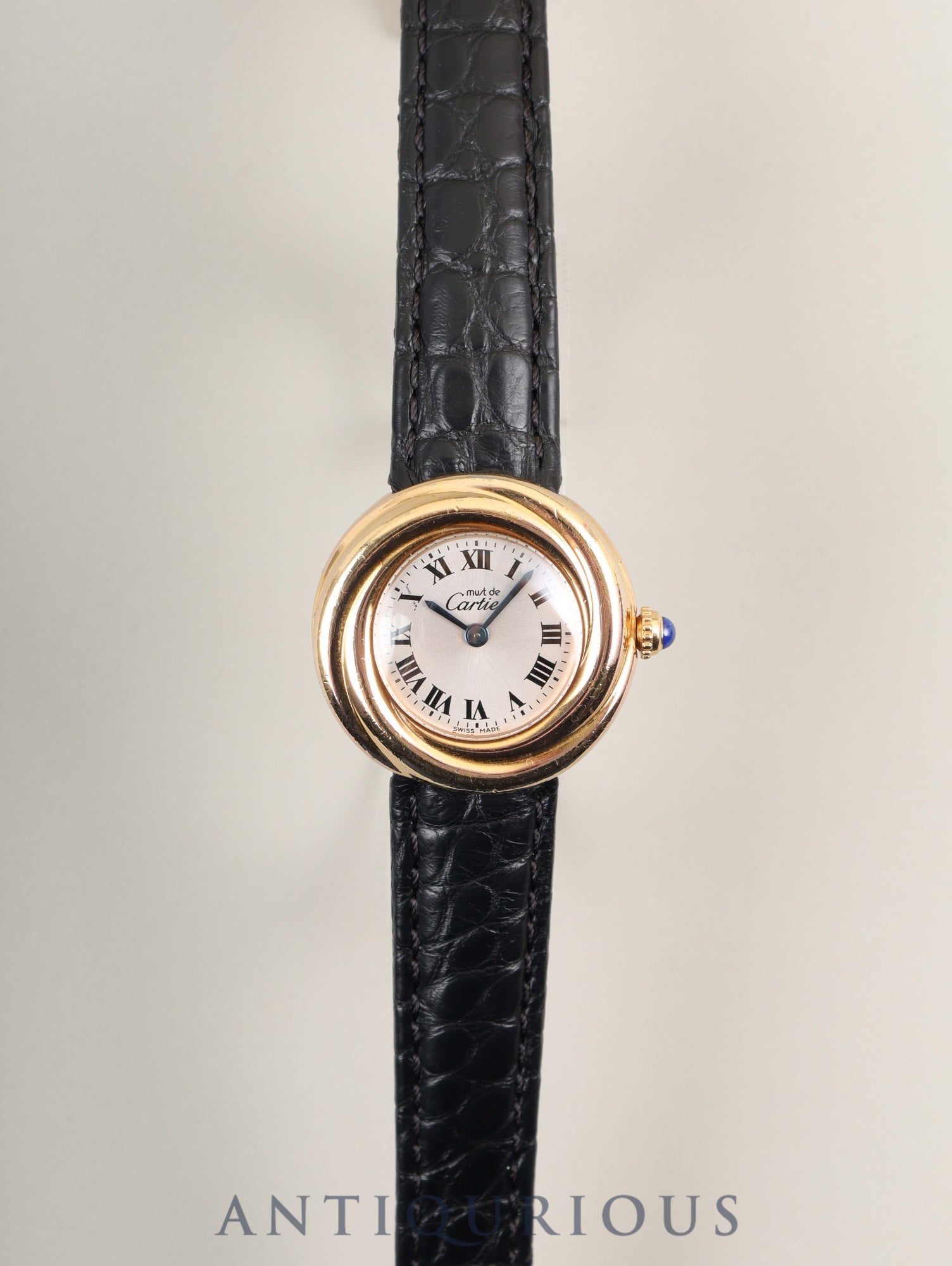 Cartier クォーツ 時計 カルティエ マストトリニティ 2438 クォーツ Cal.157 SV925 革 純正D