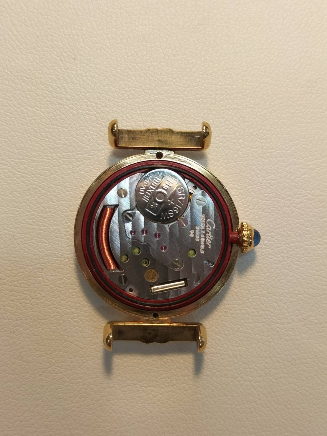 カルティエ マストコリゼ 590002 クォーツ Cal.90 SV925 革 純正尾錠（GP）ゴールド文字盤 オーバーホール済み