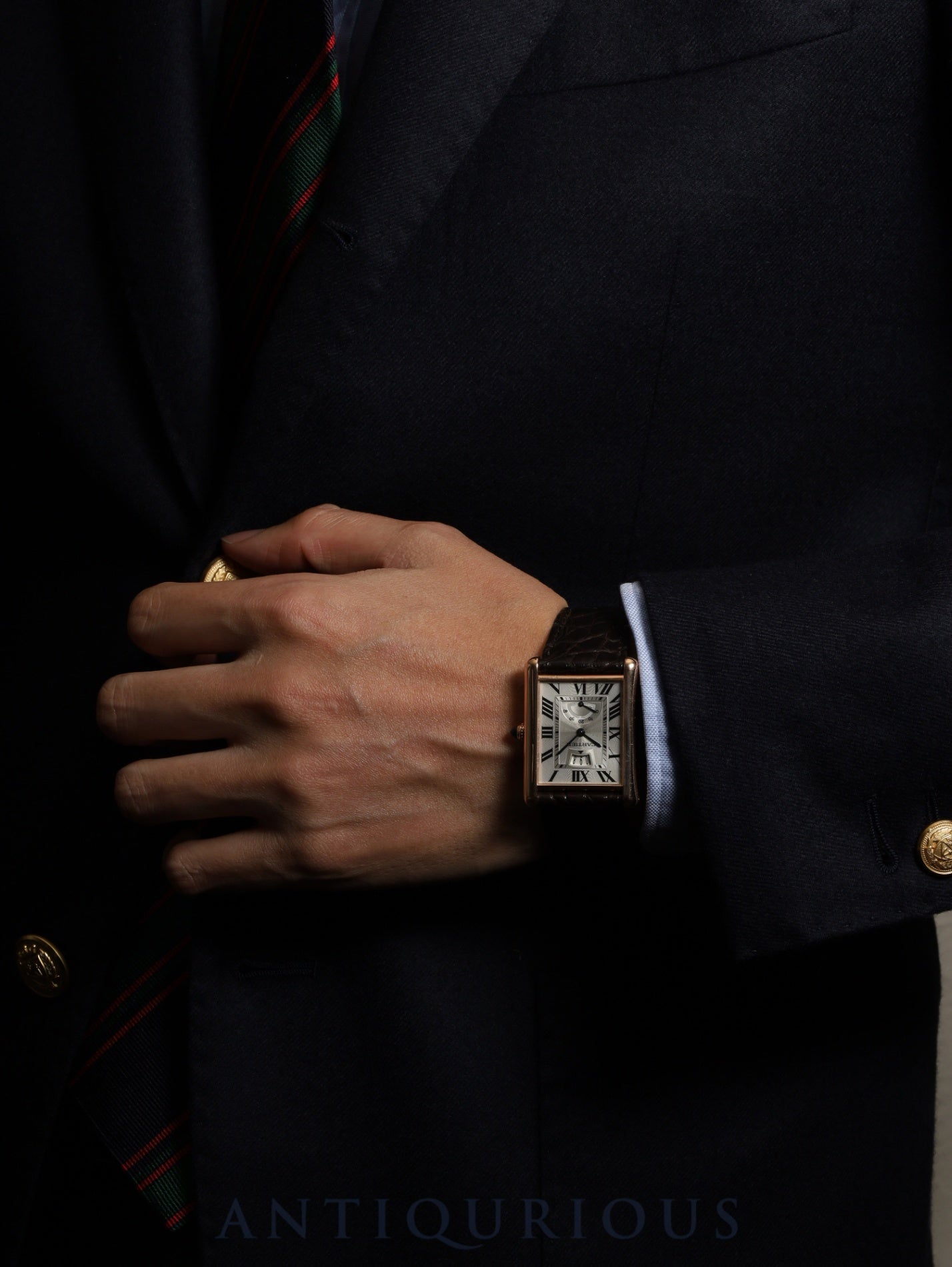 カルティエ タンクルイカルティエ XL W1560003 / 3185 自動巻き Cal.9753MC AU750（PG） 革 純正Dバックル（AU750）PG シルバーギョーシェ文字盤 箱 保証書（2017年） オーバーホール済み