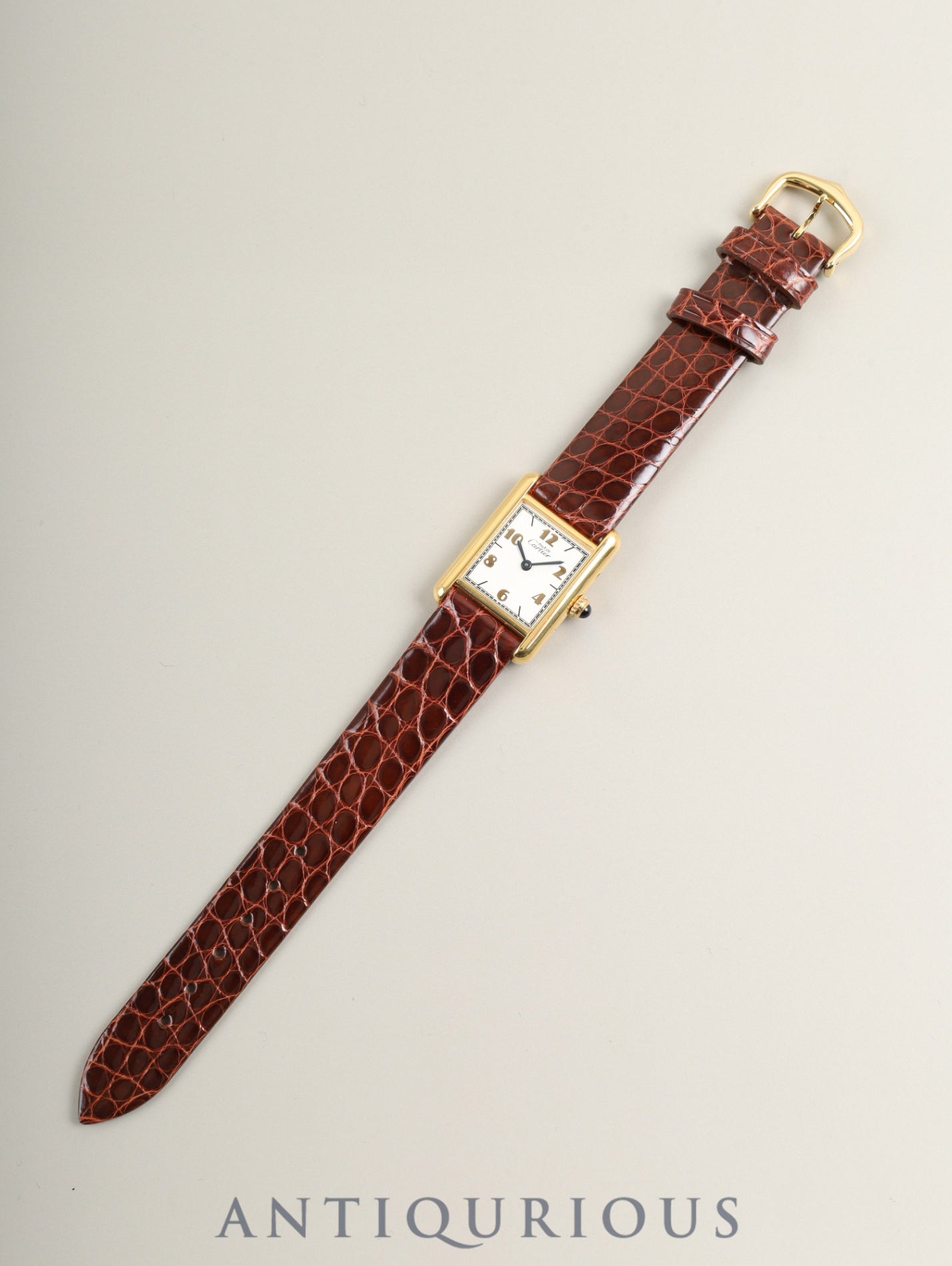 Cartier Must Tank SM 5057001 Quartz Cal.057 SV925 Leather Genuine Pin Buckle (GP) Arabic Dial (SWISS marking) Overhauled Polished