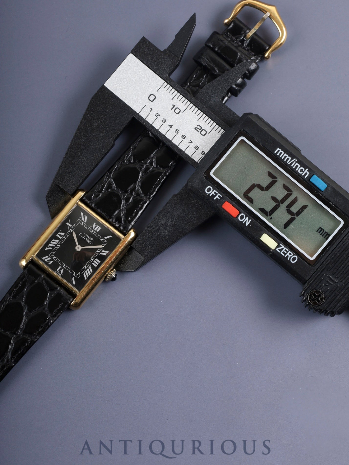 Cartier Must Tank LM Manual Winding Cal. 78-1 SV925 Leather Genuine Buckle (GP) Black Roman Dial Warranty Overhauled