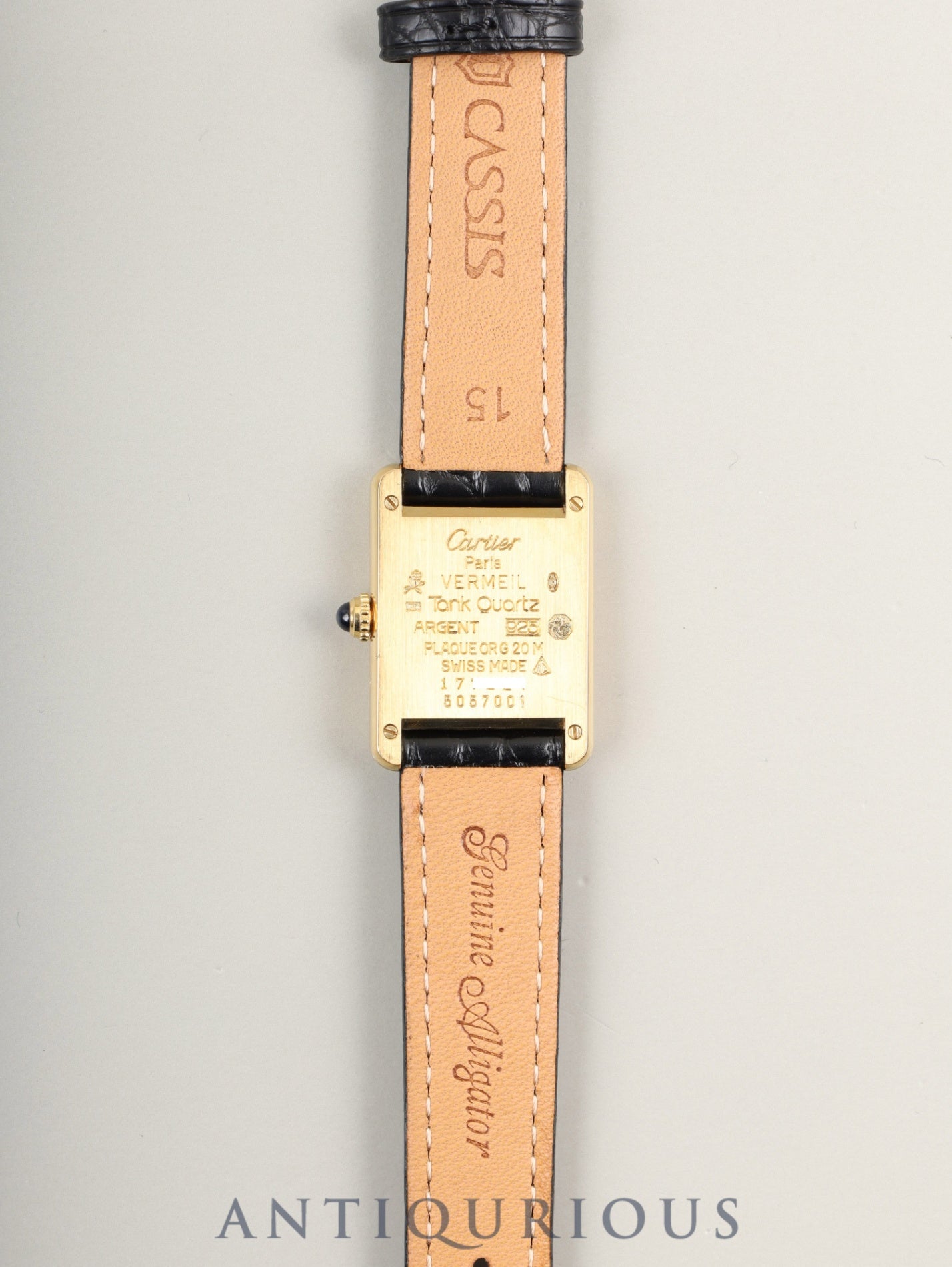 カルティエ マストタンク SM 5057001 クォーツ Cal.057  SV925 革  純正尾錠（GP）飛びアラビアCC文字盤（SWISS表記） オーバーホール済み