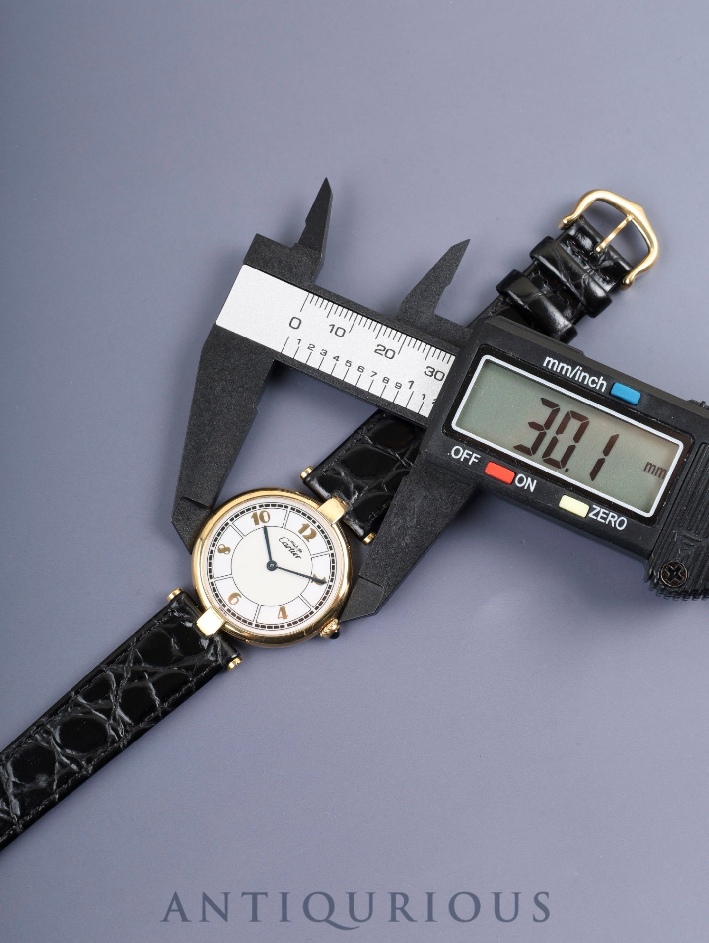 カルティエ マスト ヴァンドーム VLC LM 1861 クォーツ Cal.90 SV925 革 純正尾錠（GP）飛びアラビアCC文字盤 オーバーホール済み