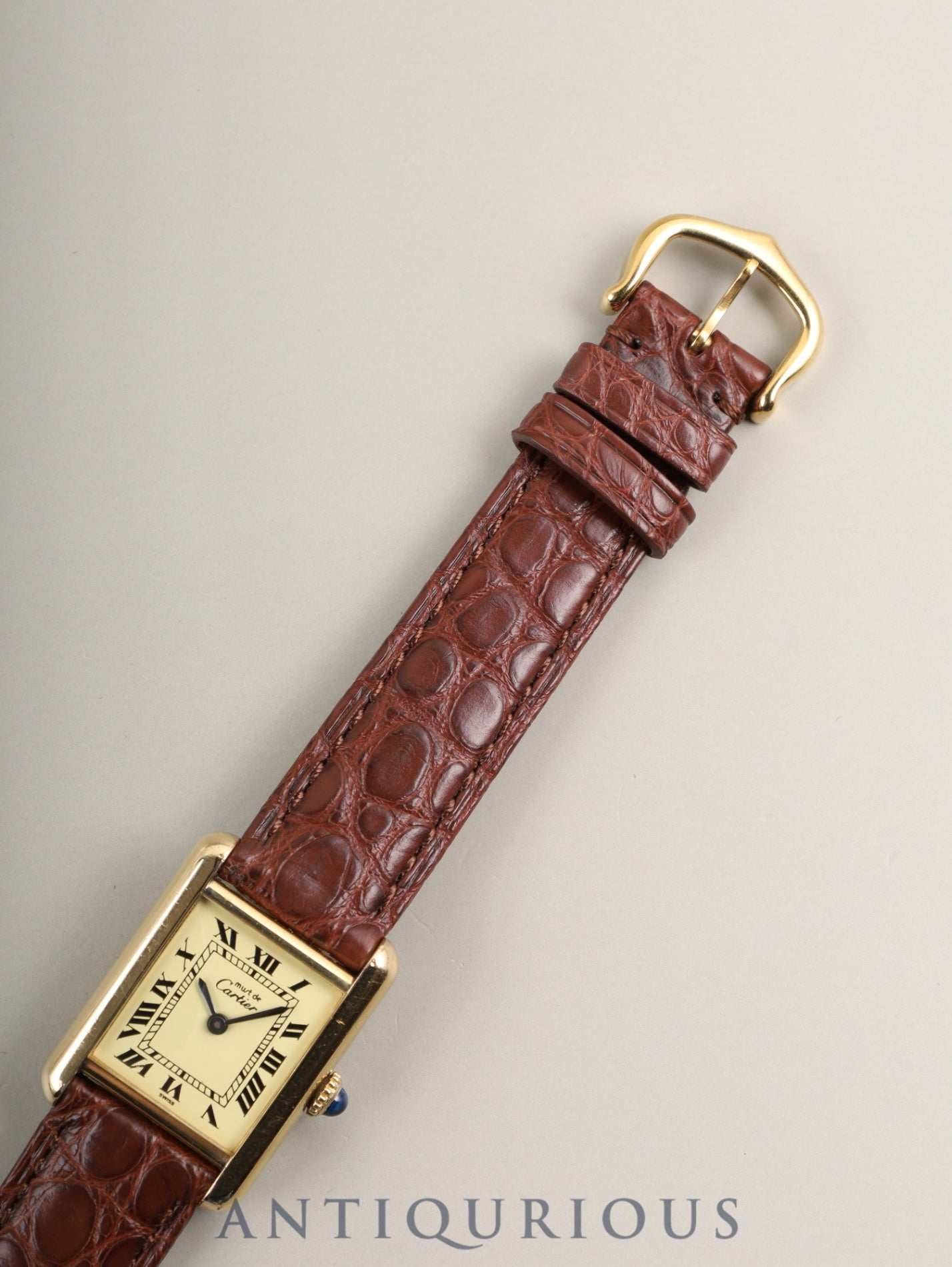 Cartier Must Tank SM Hand-wound Cal.78-1 SV925 Leather Genuine Pin Buckle (GP) Ivory Roman Dial (SWISS marking) Warranty Booklet Genuine Leather Strap Overhauled