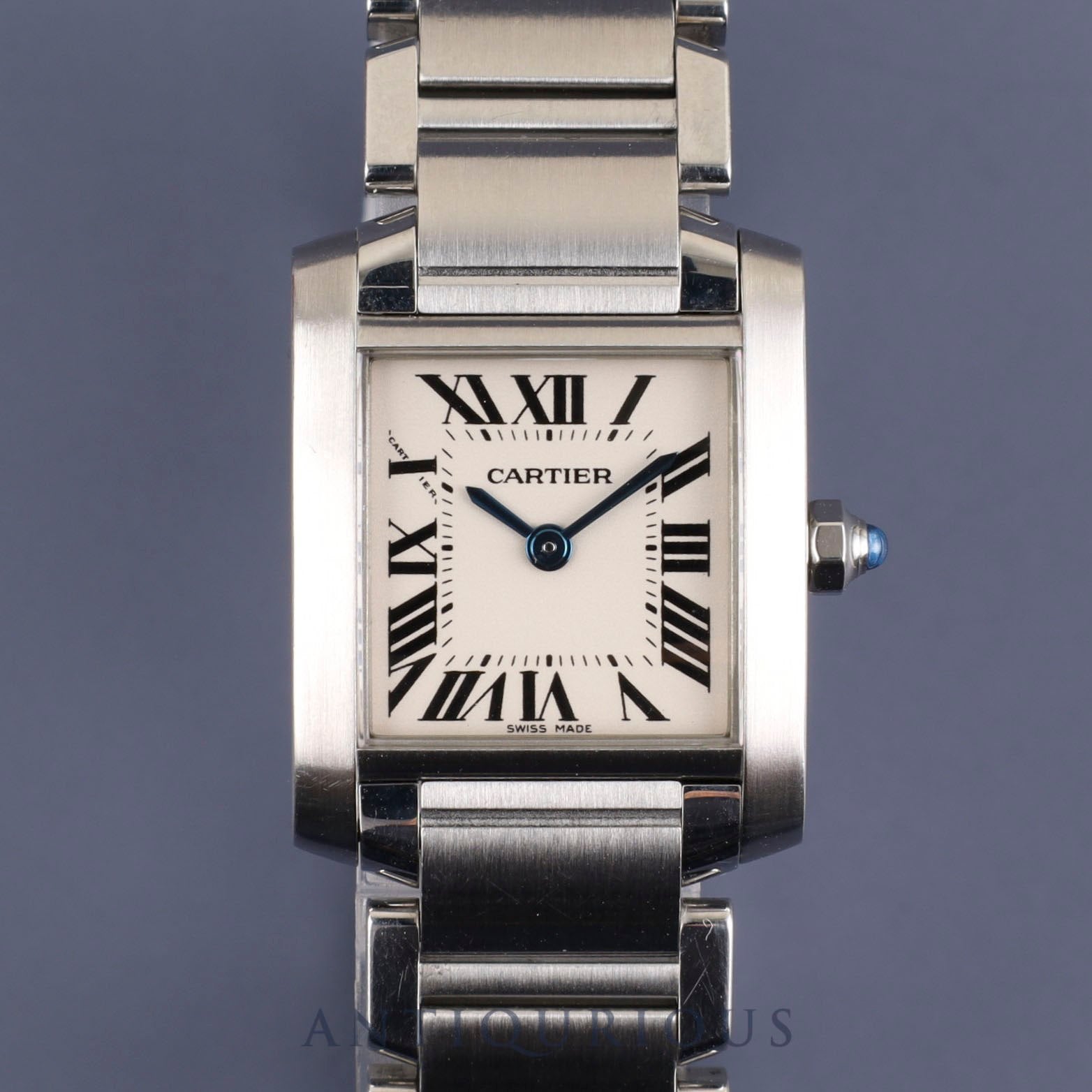 Cartier Tank Francaise SM W51008Q3 / 2384 Quartz Cal.057 SS Silver Roman Dial Box Case Warranty (2004) Booklet 1 link Overhauled