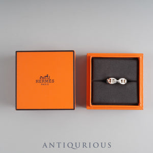 Hermes Chaine d'Ancre Enchaine Sterling Silver Ring #57 with Box