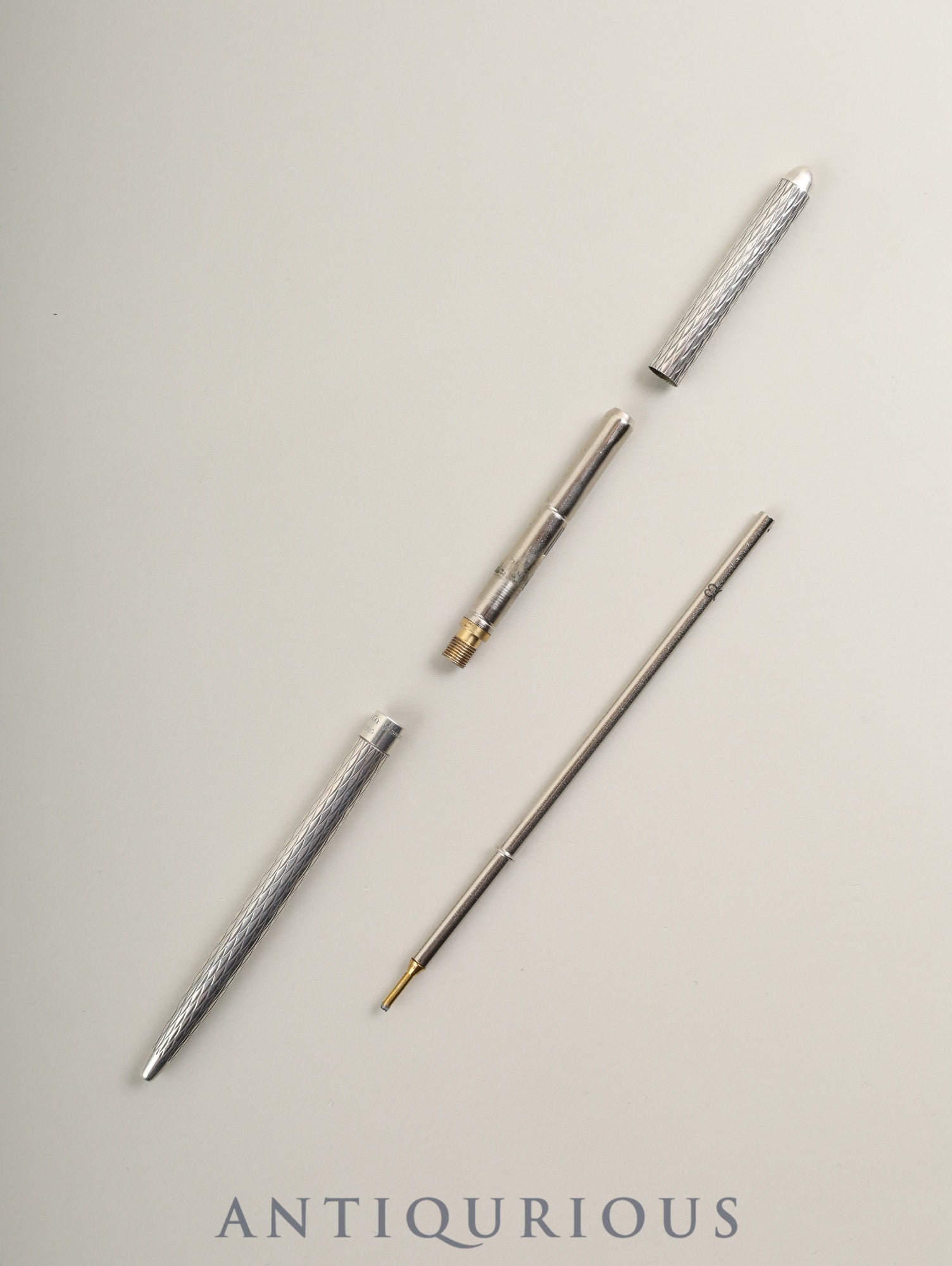 ティファニー ボールペン スターリングシルバー ツイスト式 ドイツ製 ウェーブ カービング 保存袋 ※新品社外インク（ブラック）に交換済み