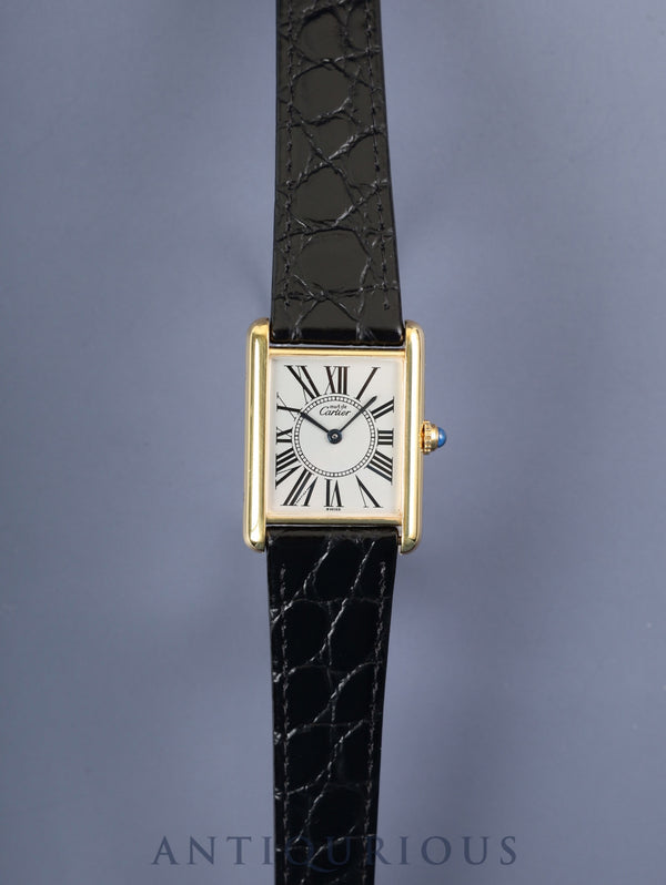 カルティエ マストタンク LM 590005 クォーツ Cal.90 SV925 革 純正尾錠（GP）オパラン文字盤 オーバーホール済み   新品仕上げ済み