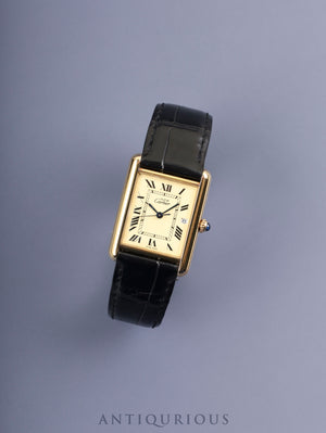 カルティエ マストタンク GM（XL） W1017454 / 2413 クォーツ Cal.687 SV925 革 純正Dバックル（GP） アイボリーローマン文字盤 オーバーホール済み