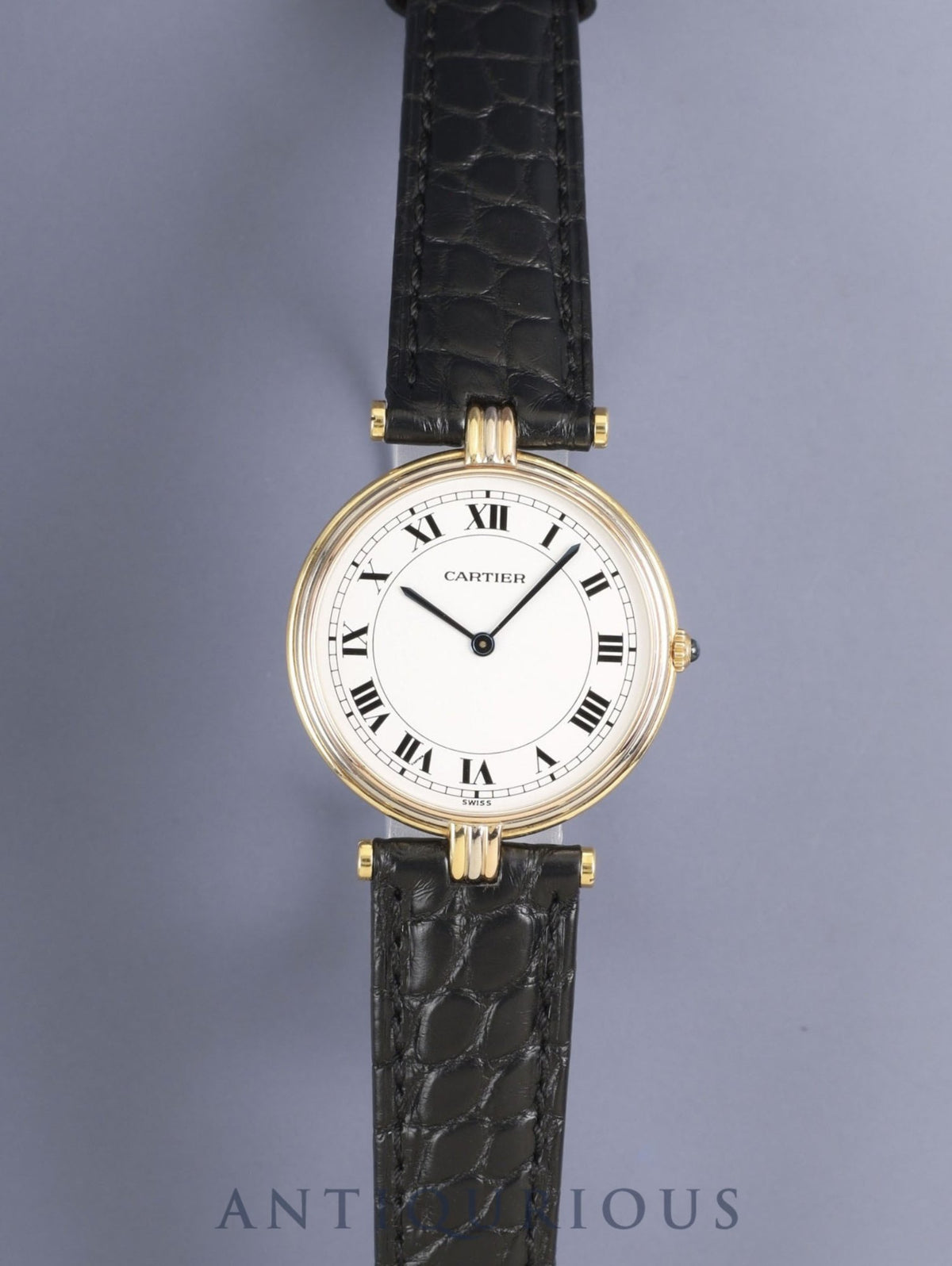 Cartier Vendome VLC LM Trinity 881003 Quartz Cal. 81 750YG Leather Genuine Pin Buckle (GP) White Roman Dial (SWISS marking) Overhauled