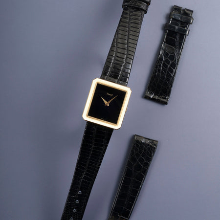 ピアジェ プロトコール 9154 手巻き Cal.9P 750YG 革 純正尾錠（750YG）ブラック文字盤 オーバーホール済み