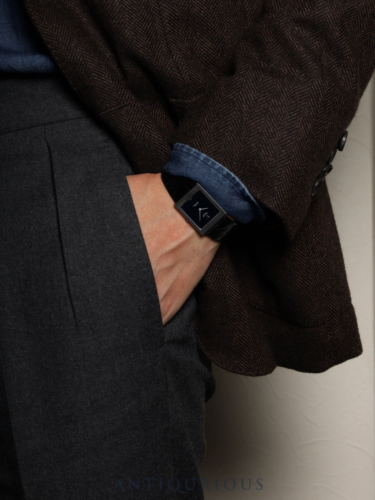 ロレックス チェリーニ 4014 手巻き Cal.1600 750WG 革 純正尾錠（GP） ブルー文字盤 35番台（1972年）オーバーホール済み