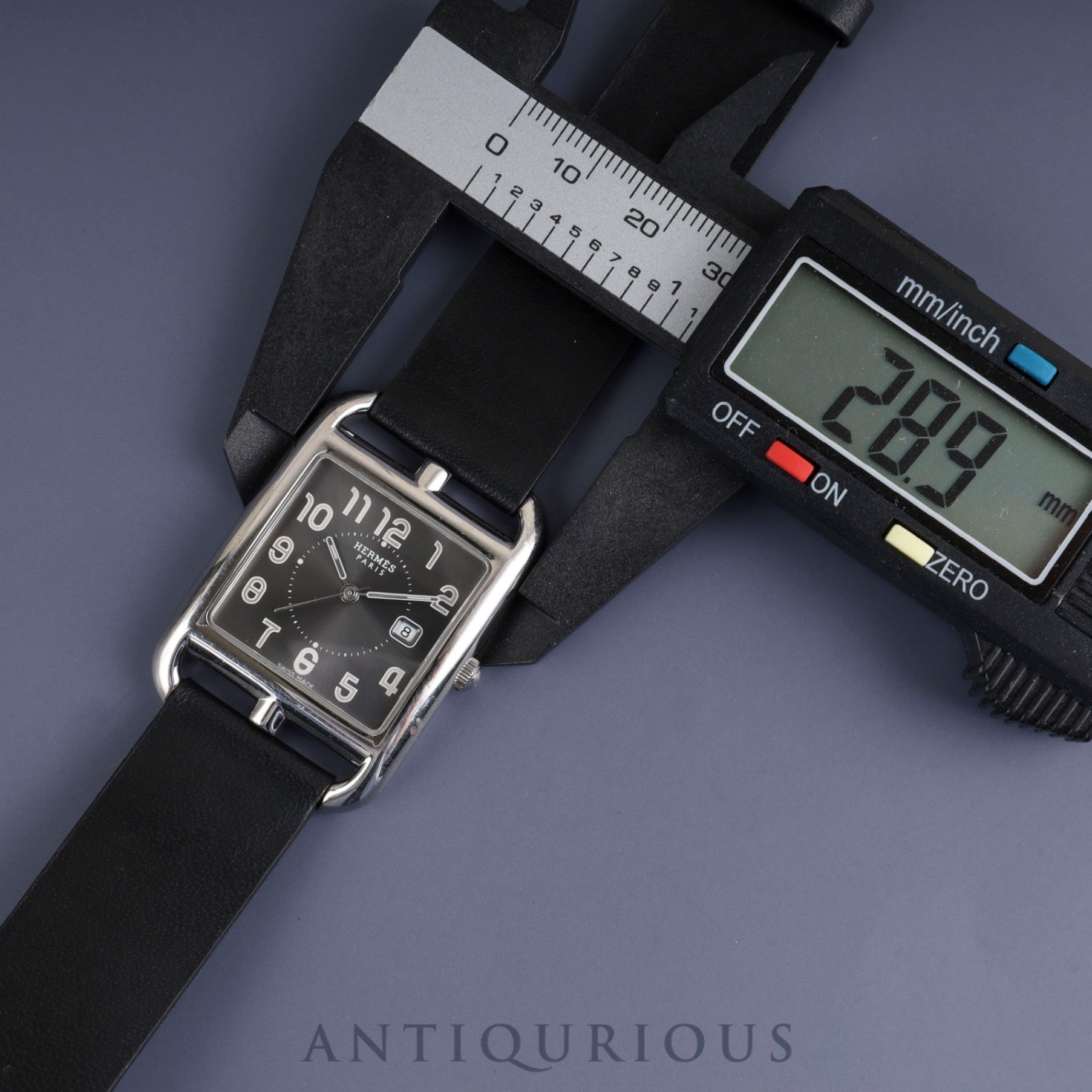 Hermes Cape Cod CC2.710 Quartz SS Leather Genuine Buckle (SS) Grey Dial Overhauled