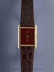 Cartier Must Tank LM 6 81006 Quartz Cal.690 SV925 Leather Genuine Pin Buckle (GP) Garnet Dial Bordeaux Dial (SWISS marking) Overhauled