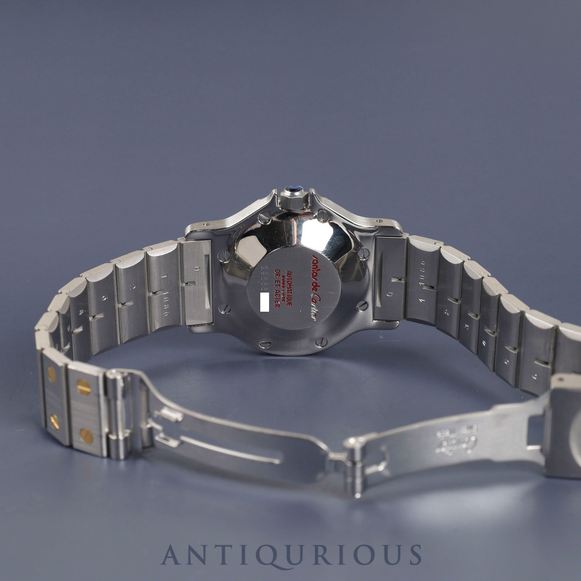Cartier Santos Octagon LM 2966 Automatic, Stainless Steel/Yellow Gold, White Roman Dial, Completely Serviced at a Cartier Boutique