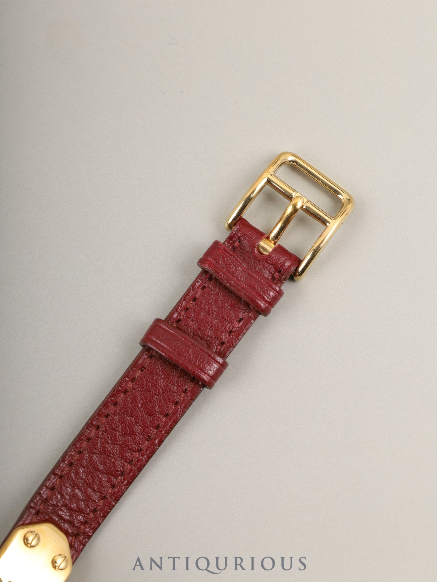 エルメス ケリーウォッチ 39.01 クォーツ  GP 純正革ベルト（○U刻：1991年）社外尾錠（GP） ボルドー文字盤 箱 保証書（1993年）オーバーホール済み