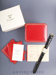 Cartier Must Tank LM W1005654 / 1615 Quartz Cal.90 SV925 Leather Genuine Pin Buckle (GP) Opaline Dial (SWISS marking) Box Manual Warranty Card (1996) Polished Overhauled