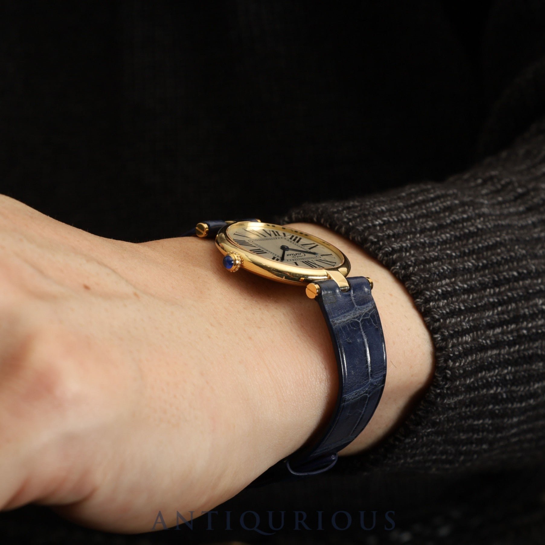 Cartier Must Vendôme VLC LM W1005454 / 590003 Quartz Caliber - SV925 Leather Strap with Genuine GP Buckle, Opalescent Dial, Completely Serviced at a Cartier Boutique