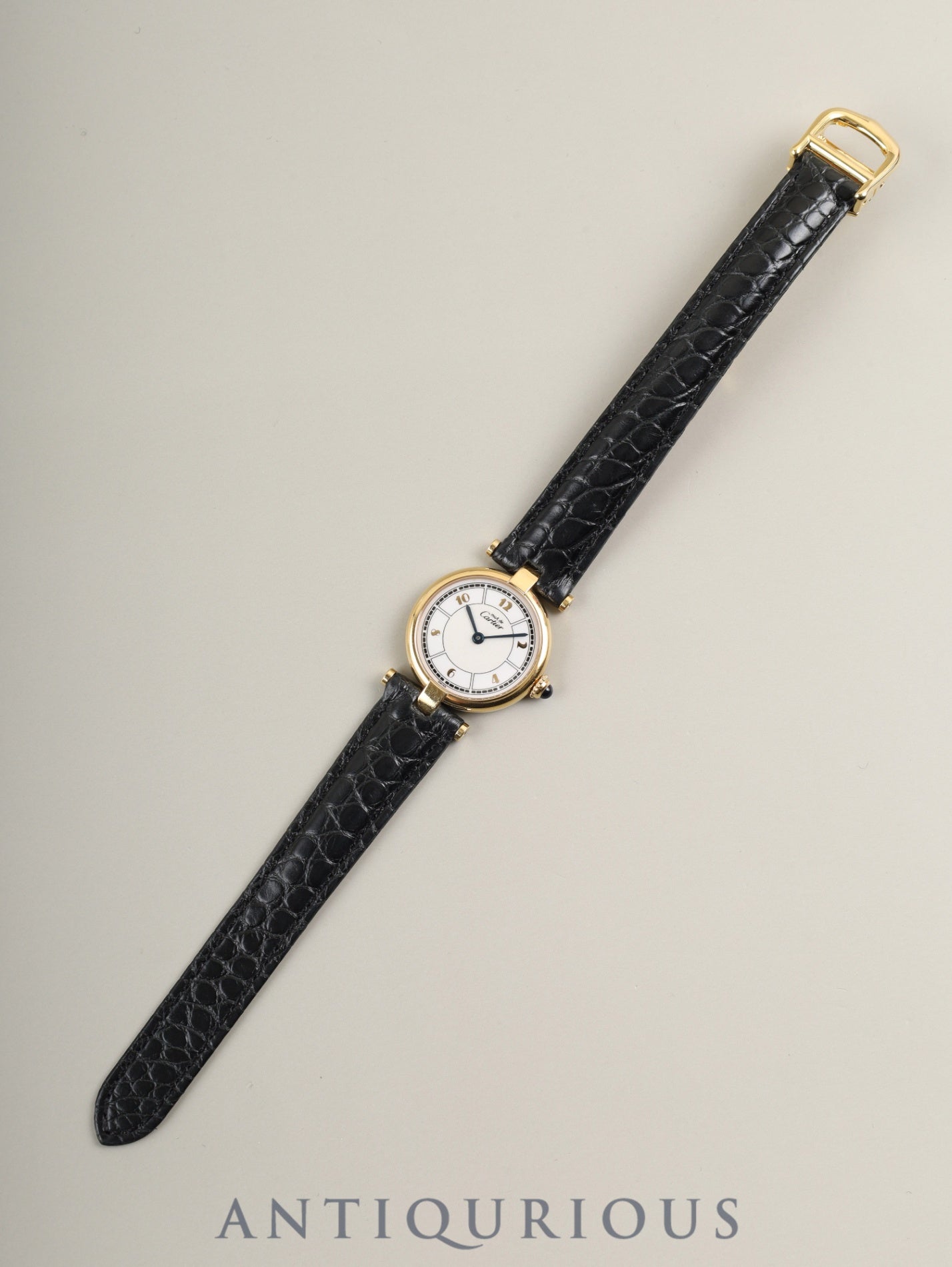 カルティエ マスト ヴァンドーム VLC SM W1009854 / 1851 クォーツ Cal.90.06 SV925 革 純正Dバックル（GP）飛びアラビア文字盤 箱 冊子 保証書（2000年）オーバーホール済み