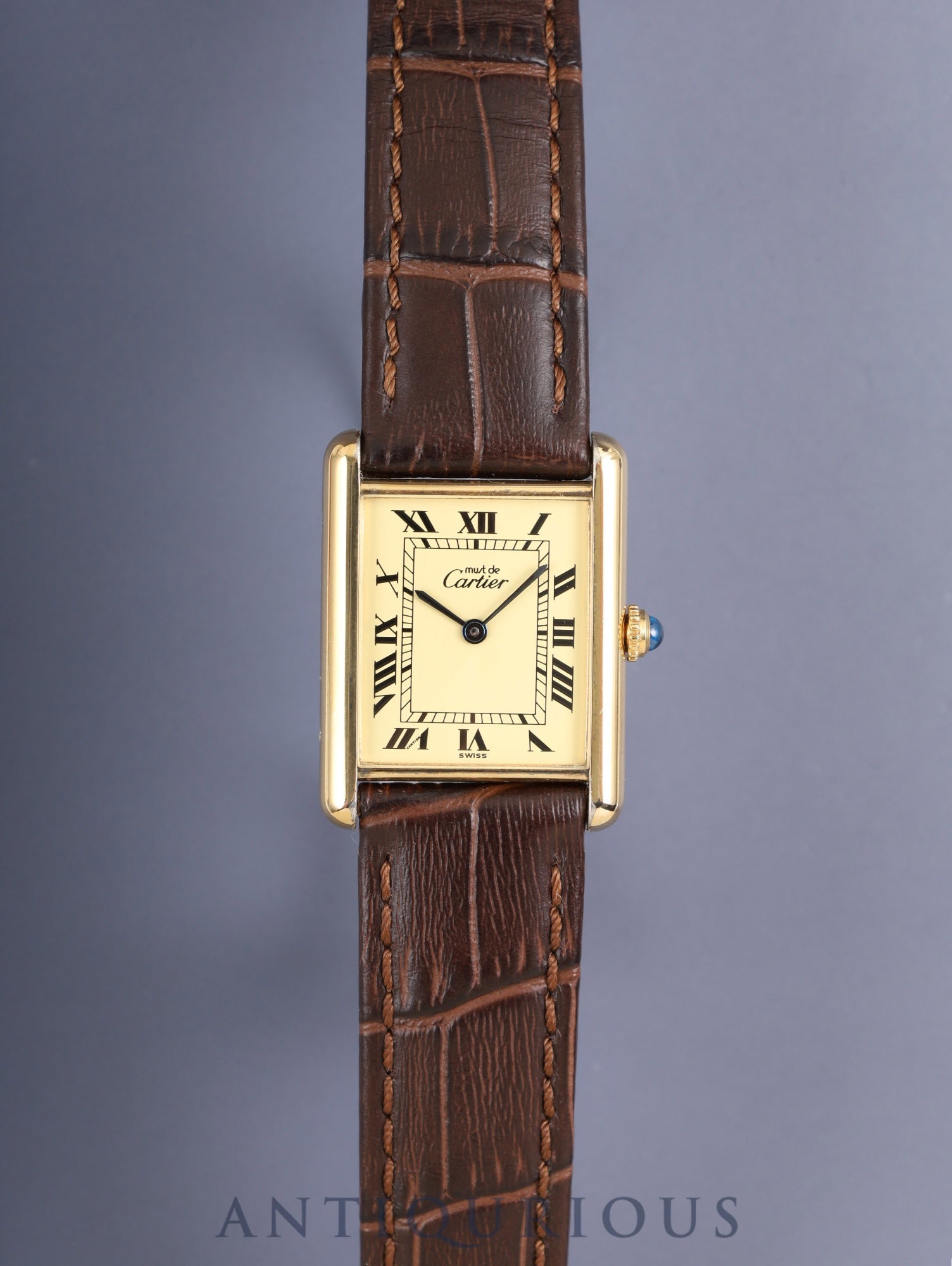 Cartier Must Tank LM 590005, Quartz, Caliber 690, SV925, Leather, Genuine GP Buckle, Ivory Roman Dial (SWISS Marking), Circa 1982-1995, Booklet, Warranty Card (1993), Cartier Repair Details (Complete Service / 2005), Overhauled