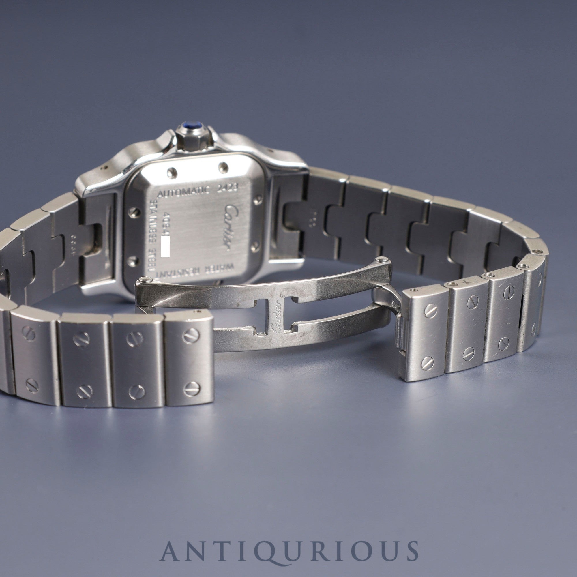 Cartier Santos Galbee SM W20054D6 / 2423 Automatic Cal.077 SS SS Silver guilloche dial Box Overhauled Bracelet cleaned at Cartier boutique