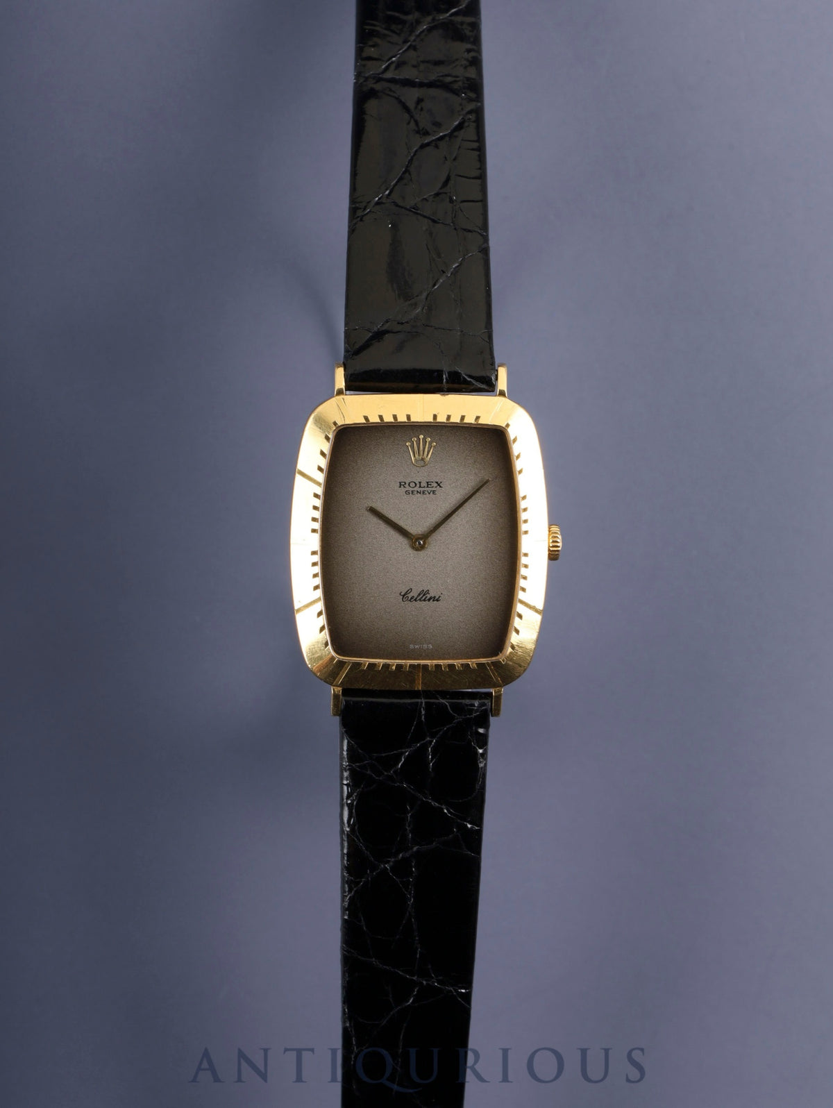 Rolex Cellini 4087 Manual Winding Caliber 1601 750YG Leather Strap with Genuine GP Buckle Gray Gradient Dial No. 69 (1981) Overhauled