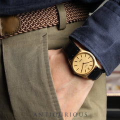 Rolex Cellini 3806 Manual winding Cal.1601 750 Leather Genuine buckle (GP) Gold dial No. 42 (1975) Overhauled