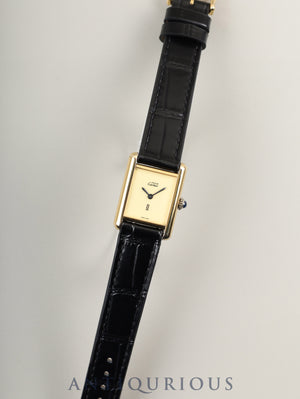 カルティエ マストタンク SM 手巻き Cal.78-1 SV925 革 純正尾錠（GP） アイボリー文字盤（SWISS MADE表記） カルティエブティックにてアフターサービス済み オーバーホール済み