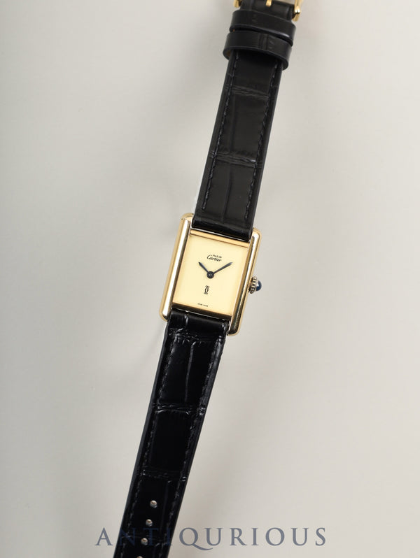 Cartier Must Tank SM Manual Winding Cal. 78-1 SV925 Leather Genuine Buckle (GP) Ivory Dial (SWISS MADE Marking) After-sales Service Overhauled at a Cartier Boutique