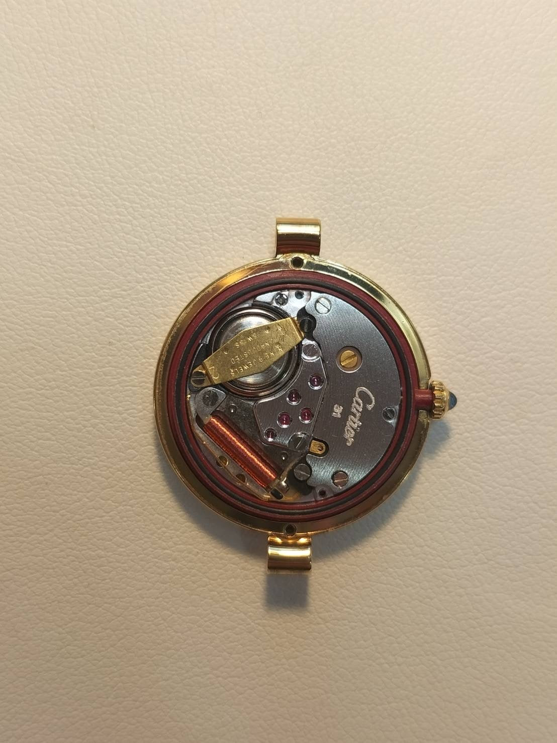 カルティエ マスト ヴァンドーム VLC SM 18 クォーツ Cal.81 SV925 革 純正尾錠（GP） ガーネットダイアル ボルドー文字盤 箱 冊子 保証書（1987年）オーバーホール済み