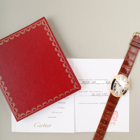 カルティエ ベニュワール LM W8000002 / 3033 手巻き Cal.430MC AU750 純正革ベルト 純正ピンバックル（AU750） ホワイトローマン文字盤 保証書（2012年）冊子 オーバーホール済み